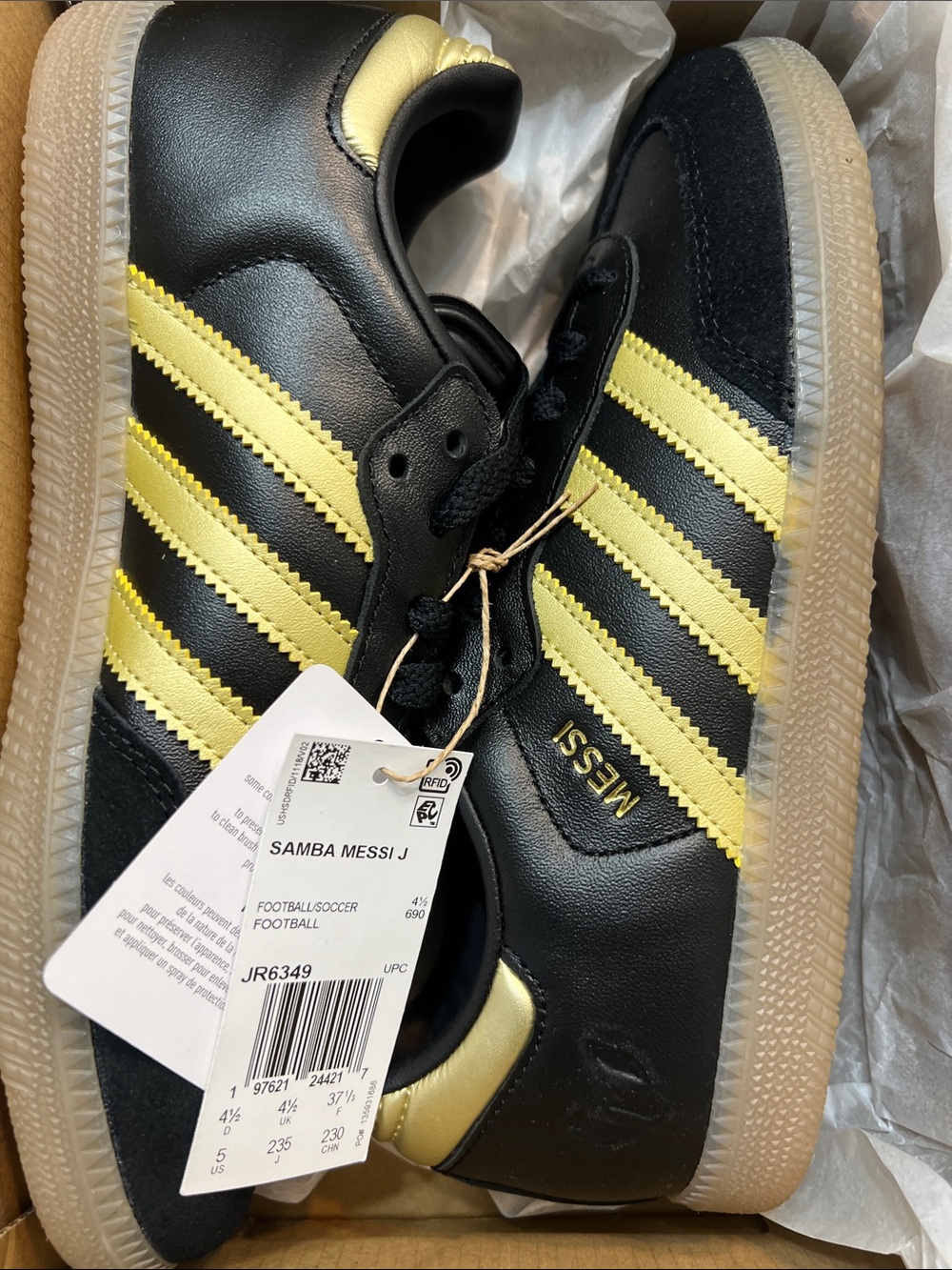 adidas Black & Yellow Samba Messi J Sneakers